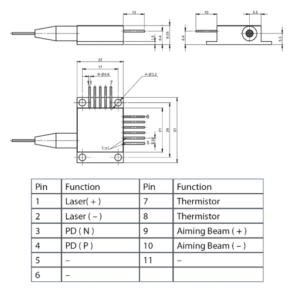 808nm 11-pin high heat load laser diode package