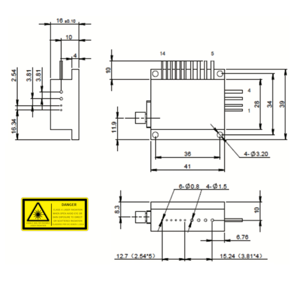 High Power Fiber Coupled Module Dimensions