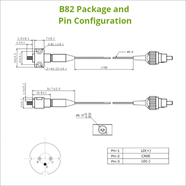 488nm FP Laser Diode Package 10mW