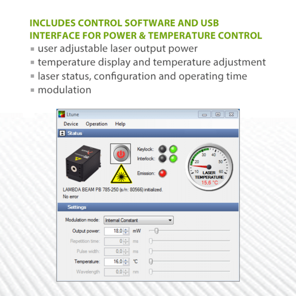 520nm Laser Diode Software, Model LDX-520NM-120MW