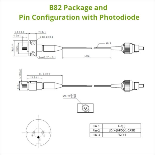 520nm laser diode pinout with photodiode