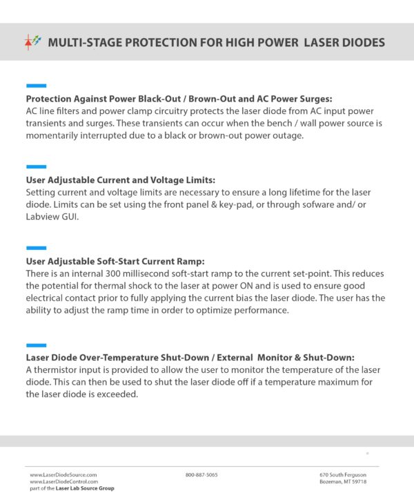 laser diode driver protection and safety features infographic