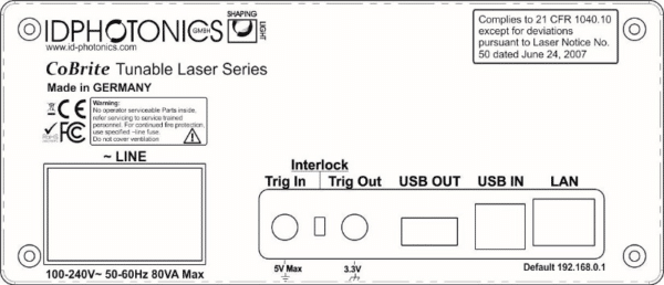 CBDX Four Channel Tunable Laser Back Panel