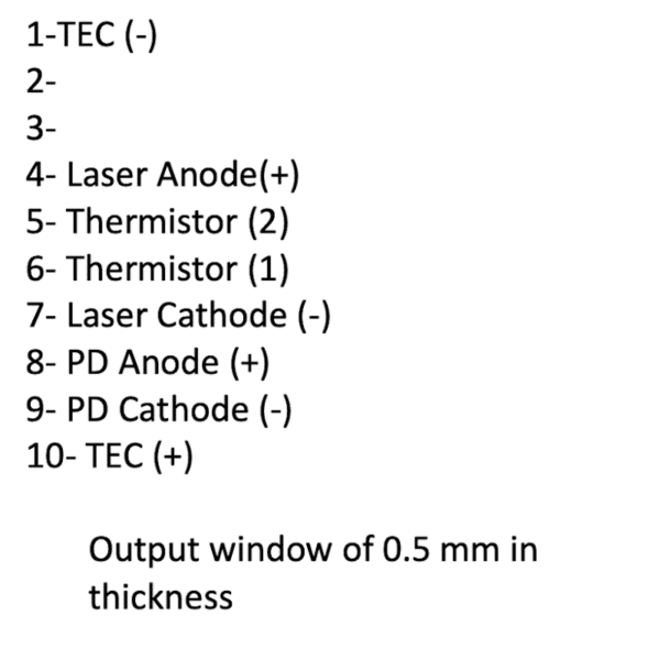 1300nm 2W HHL Laser Diode Pinout