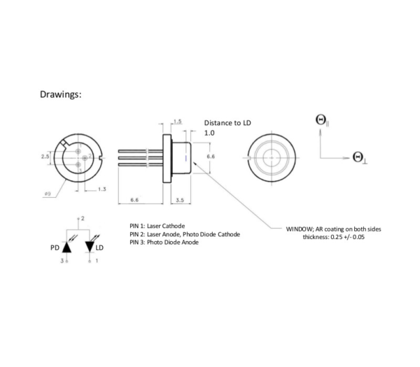 1300nm Fabry-Perot Laser Diode Drawing