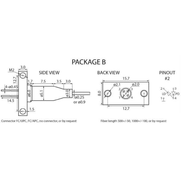 1310nm DFB Laser 20mW Coaxial Pinout