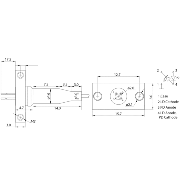 1510nm 15mW DFB Fiber Coupled Laser Diode Pinout