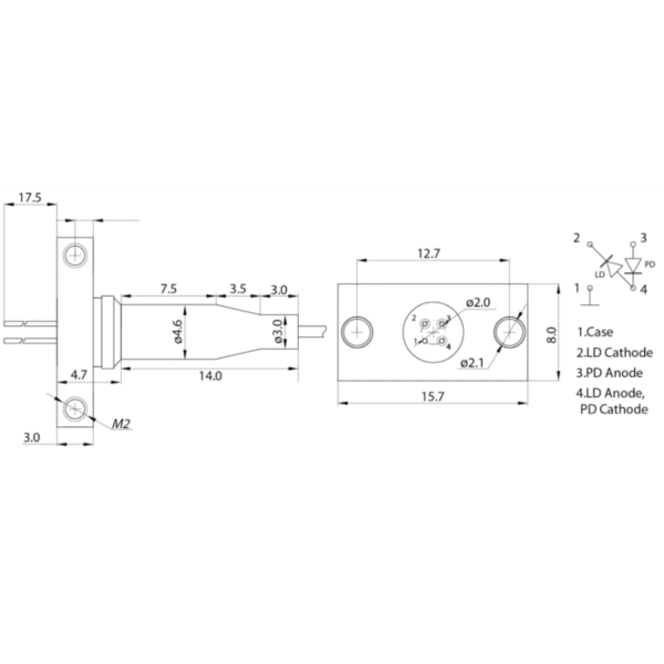 1590nm Narrow Linewidth DFB 2.5G Laser Pinout