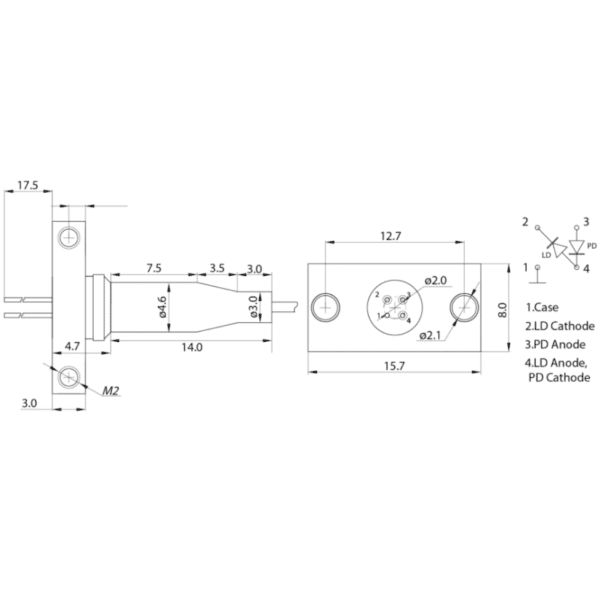 1610nm 15mw DFB Laser Diode Pinout