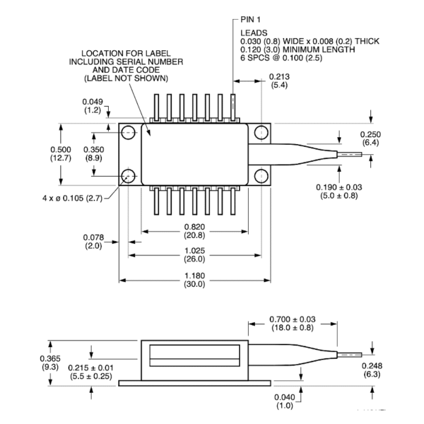 1308nm 15mw dimensions