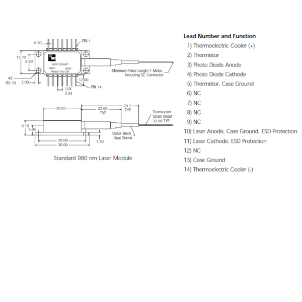 980nm Laser Diode Pin Configuration