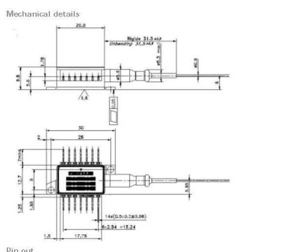 1587.88nm, 20mW DFB Laser Diode Outline