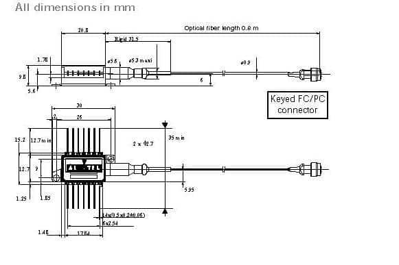 1544.53nm, 20mW DFB Laser Diode Drawing