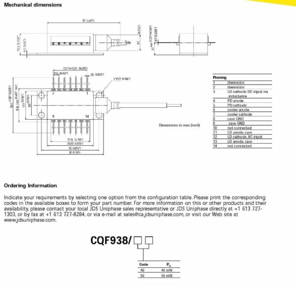 1555.32nm CQF938-50 DFB Laser Diode