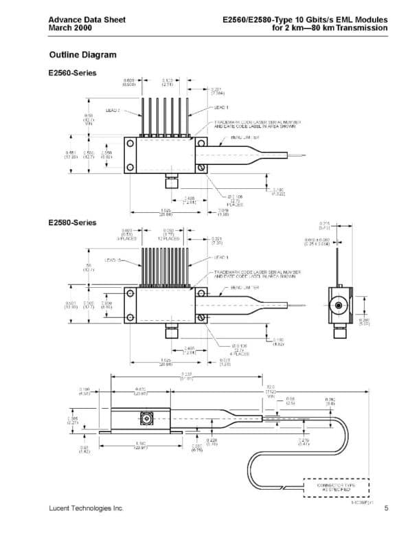 1550nm, 1dBm, 10GB/s EML Laser Diode