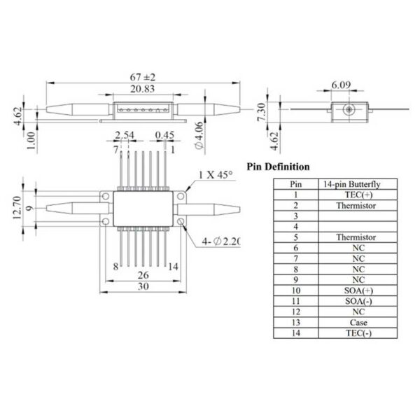 1550nm Semiconductor Optical Amplifer / SOA / 100mW